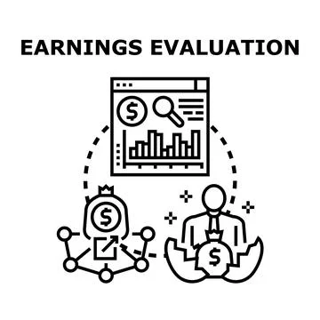 Earnings evaluation business financial data analysis concept Stock Illustration