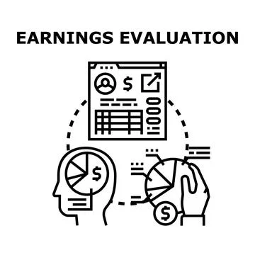 Earnings evaluation business financial data analysis concept Illustrazione stock