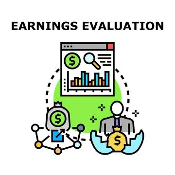 Earnings evaluation business financial data analysis concept Stock Illustration