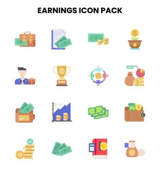 Earnings Flat Graphics Icons Pack Stockillustratie