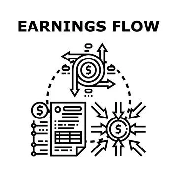Earnings flow concept managing business finance income Illustrazione stock