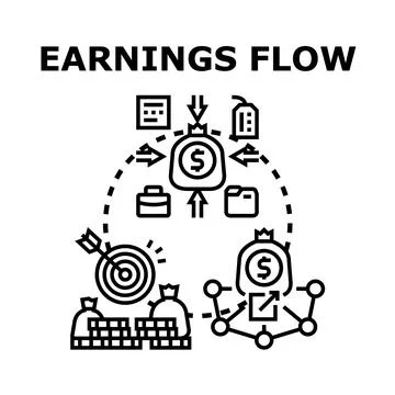 Earnings flow concept vector collecting financial profit Stock Illustration