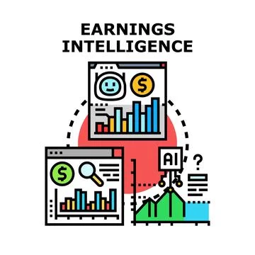 Earnings intelligence analyzing financial data and business growth Stock Illustration