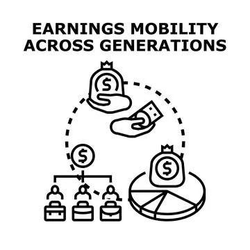 Earnings mobility across generations concept vector illustration Stock Illustration