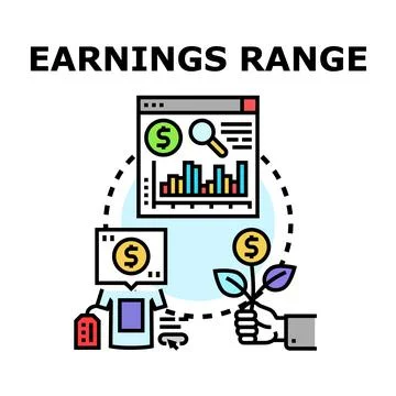 Earnings range concept comparing sales with financial data Stock Illustration