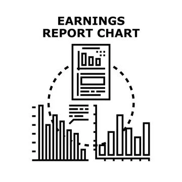 Earnings report chart analyzing financial business data Stock Illustration