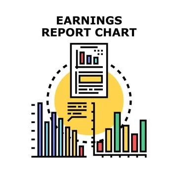 Earnings report chart analyzing financial business data Stock Illustration