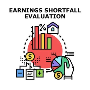 Earnings shortfall evaluation concept analyzing financial performance イラスト素材
