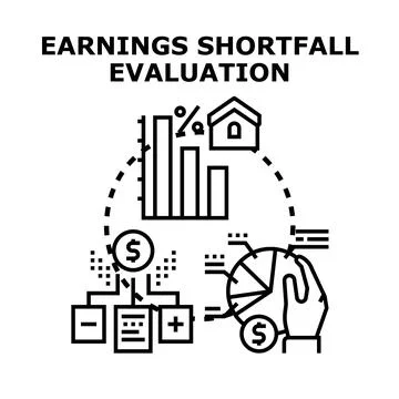 Earnings shortfall evaluation concept analyzing financial performance イラスト素材