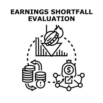 Earnings shortfall evaluation concept assessing financial performance decline Stockillustratie