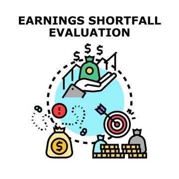 Earnings shortfall evaluation process and financial assessment 库存插图