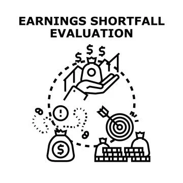 Earnings shortfall evaluation process and financial assessment Stockillustratie