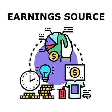 Earnings source concepts developing business income strategies Stock Illustration