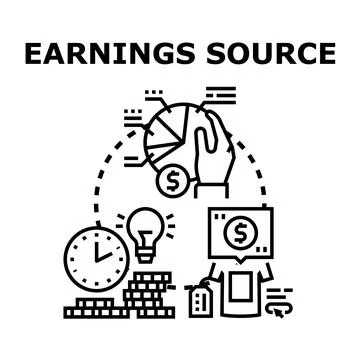Earnings source concepts developing business income strategies Stock-Illustration
