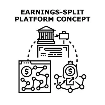 Earnings split platform concept for financial distribution Stock Illustration