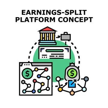 Earnings split platform concept for financial distribution Stock Illustration