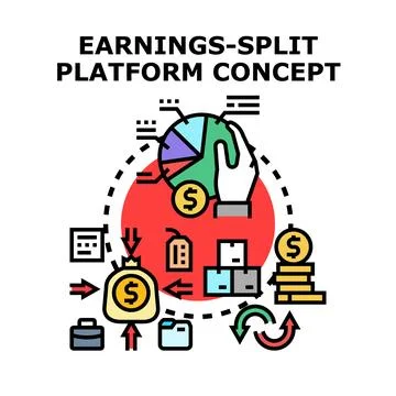 Earnings split platform concept for revenue distribution Stock Illustration