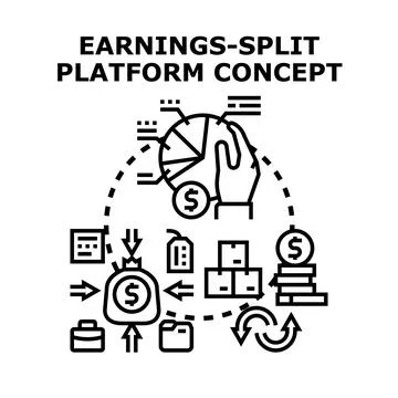 Earnings split platform concept for revenue distribution Stock Illustration