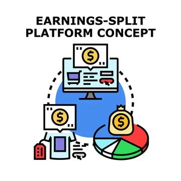 Earnings split platform distributing revenue concept Stock Illustration