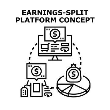 Earnings split platform distributing revenue concept Stock Illustration