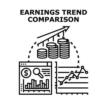 Earnings trend comparison analyzing financial growth data Stock Illustration