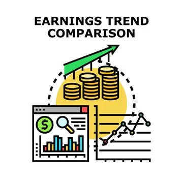 Earnings trend comparison analyzing financial growth data 스톡 일러스트