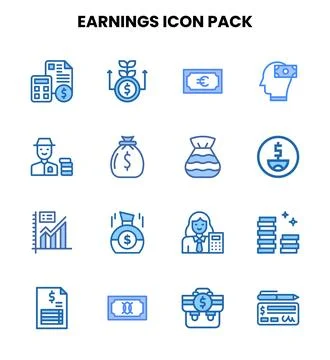 Earnings Two Colour Graphics Icons Pack Illustrazione stock