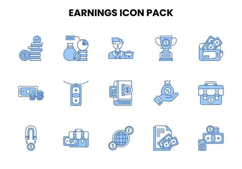 Earnings Two Colour Icons Pack Stock Illustration