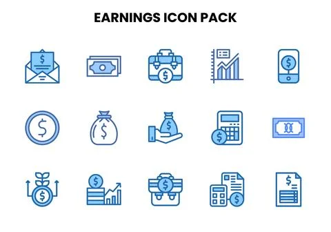 Earnings Two Colour Vector Icons Pack Stockillustratie
