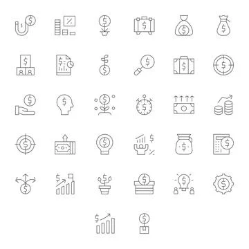 Earnings Vector Graphics featuring 32 Thin Line Pixel Optimized Retina Read.. Stock-Illustration