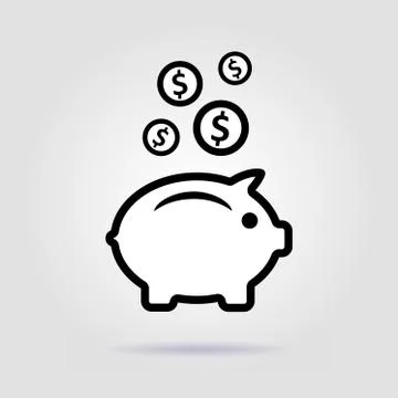 Earnings .Vector icon. Pig on a gray background Stock Illustration