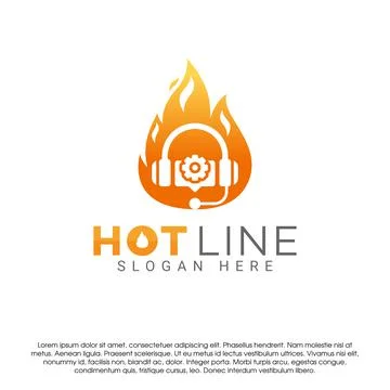 Earphone and fire flame logo icon design concept template. Service center logo Illustrazione stock