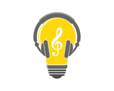 Earphone and music idea with light bulb Stock Illustration