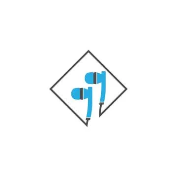Earphone, earbuds icon flat design Stock Illustration