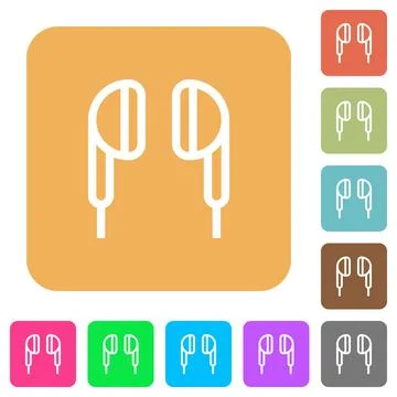Earphone rounded square flat icons Stock Illustration