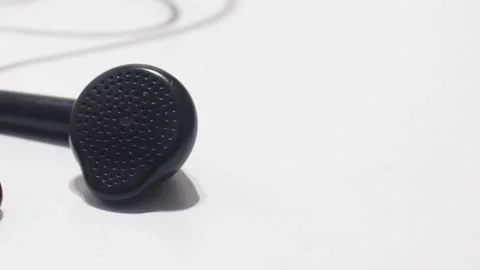 Earphone on white background Stock Footage 138037179