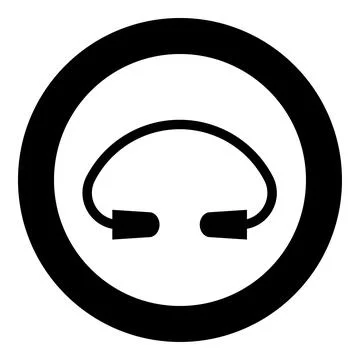 Earplug ear plug protection device icon in circle round black color vector .. Stock Illustration