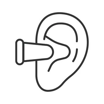 Earplug icon in line design. Hearing protection, noise reduction, silence, sleep Stock Illustration