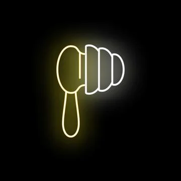 Earplug icon neon noise reduction safety concept Stock Illustration