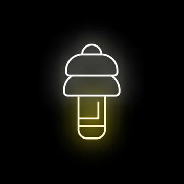 Earplug neon icon providing hearing protection concept Stock Illustration
