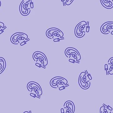 Earplug usage audiologist doctor line seamless pattern Stock Illustration