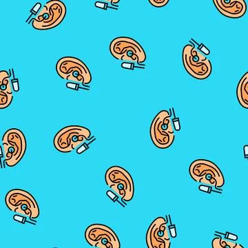 Earplug usage audiologist doctor vector seamless pattern Stock Illustration