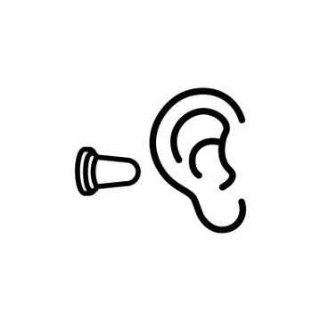 Earplugs linear icon. Silicone, foam safety ear plug. Noise protection tool.  Stock Illustration