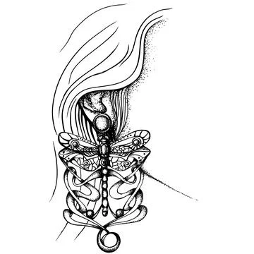 Earring with a dragonfly Stock Illustration