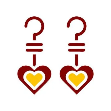 Earring love icon solid red yellow colour mother day symbol illustration. Stock Illustration
