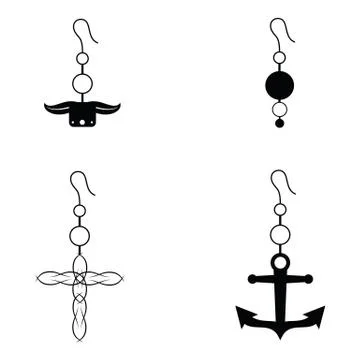 Earrings icon set Illustrazione stock