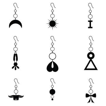 Earrings icon set Stock Illustration