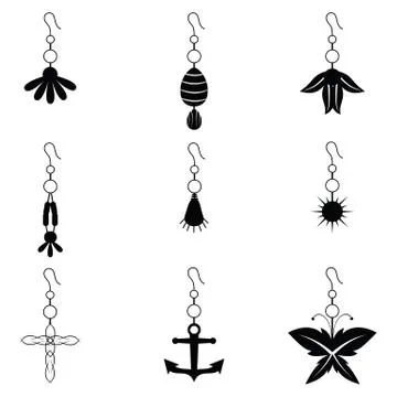 Earrings icon set Stock Illustration
