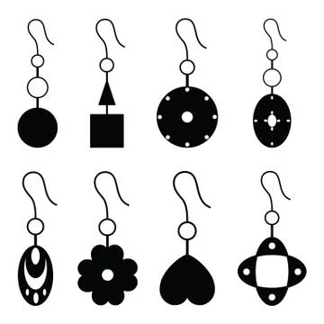 Earrings icon set Stock Illustration