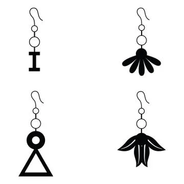 Earrings icon set Illustrazione stock